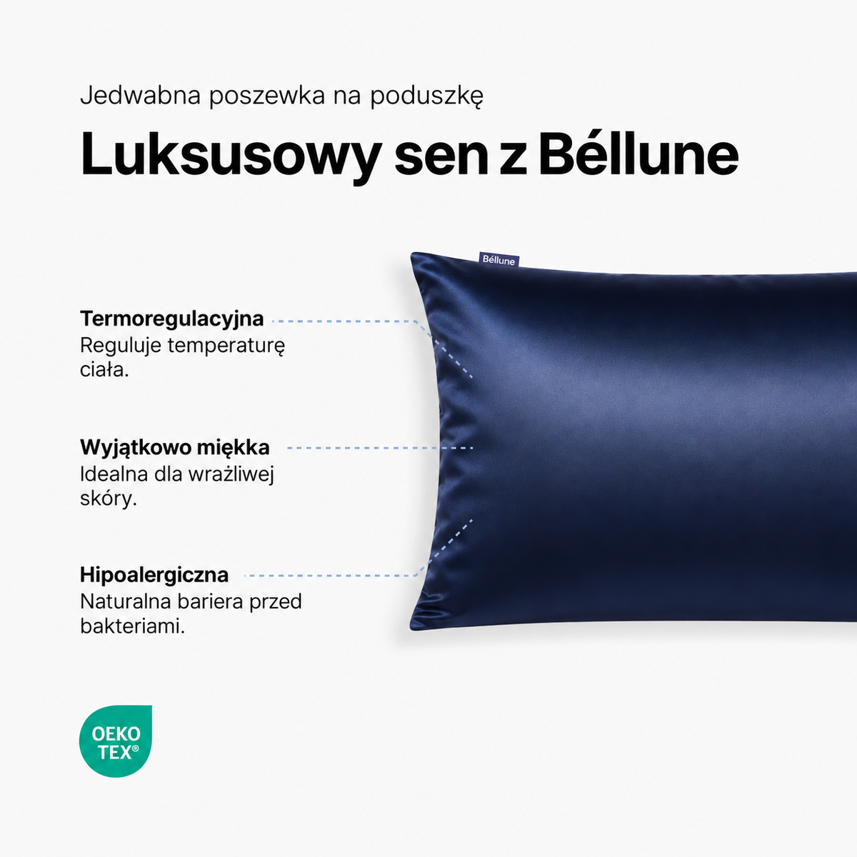 Béllune Jedwabna Poszewka Na Poduszkę | Hipoalergiczna, Prawdziwy Jedwab